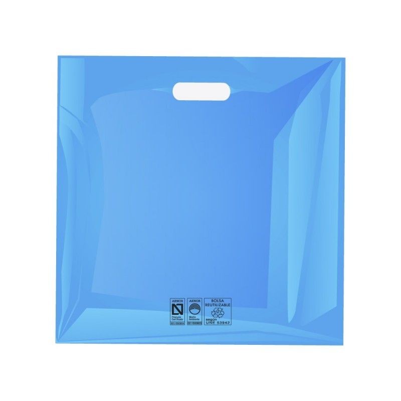 Bolsas de plástico grandes de asa lazo color azul •