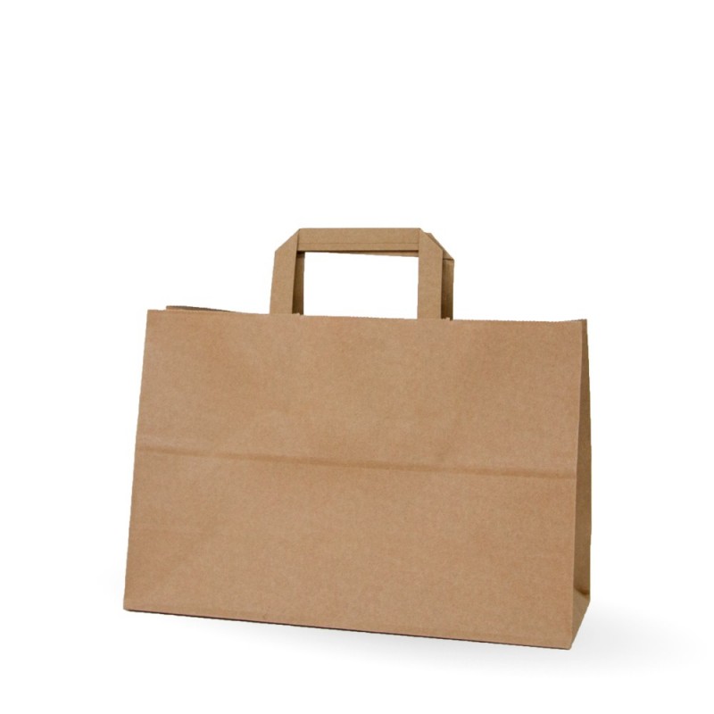 Bolsa de papel Kraft en material biodegradable con asa.
