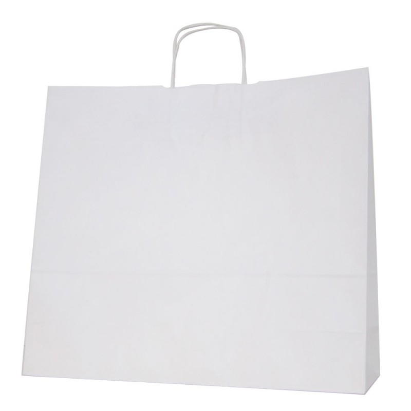 Bolsa de papel blanca con asa retorcida - 125uds - Medida:45+14x40 cm